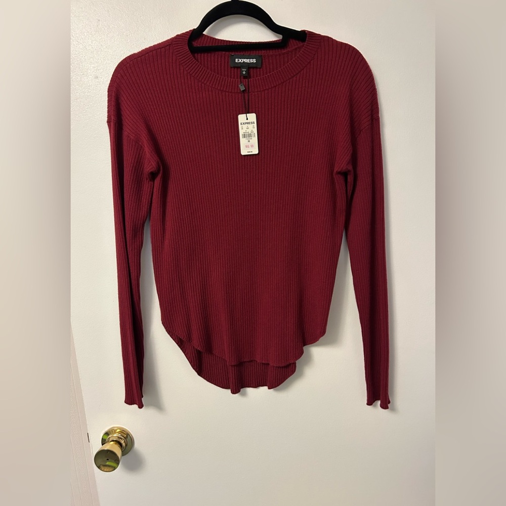 Express Women's Burgundy Ribbed Sweater Size XS NWT